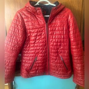 Stylish Red Quilted Leather Jacket for Women